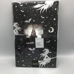 Halloween Silver Metallic Printed Tablecloth Witches Bats Moon Cat